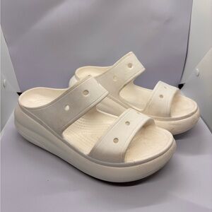 Women's Crocs White Platform Slides